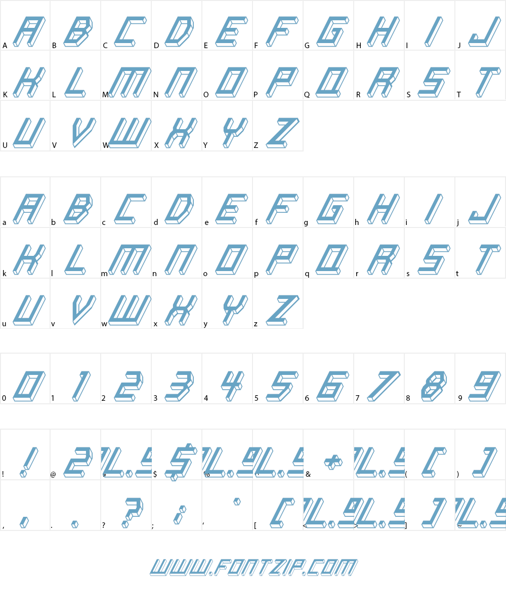 Italic Bricks Font Character